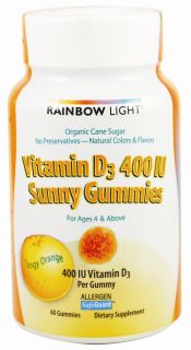 Rainbow Light   Vitamin D3 400 IU Sunny Gummies Tangy Orange   60 Gummies