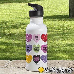 Personalized Kids Smiley Face Waterbottle   Loving Hearts