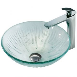 VIGO Icicles Glass Vessel Sink and Erasma Faucet Set in Chrome