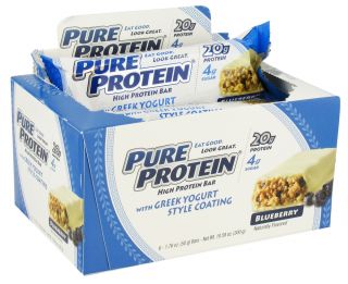 Pure Protein   High Protein Bar with Greek Yogurt Style Coating Blueberry   6 x 1.76 oz. Bars