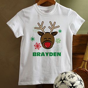 Personalized Kids Christmas T Shirts   Reindeer