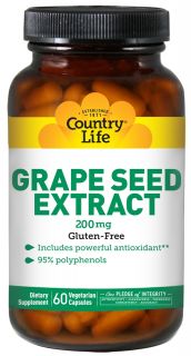 Country Life   Grape Seed Extract 200 mg.   60 Vegetarian Capsules