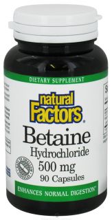 Natural Factors   Betaine Hydrochloride (HCL)   90 Capsules