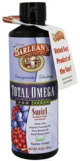 Barleans   Total Omega 3 6 9 Vegan Swirl Pomegranate Blueberry   16 oz.