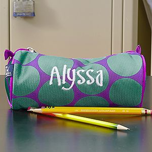 Personalized Girls Pencil Case   Trendy Polka Dots