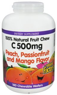 Natural Factors   100% Natural Fruit Chew C Peach/Passionfruit/Mango 500 mg.   180 Chewable Wafers