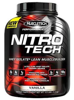 Muscletech Products   Nitro Tech Performance Series Whey Isolate Vanilla   4 lbs.