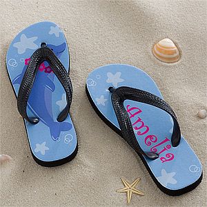 Personalized Kids Flip Flop Sandals   Dolphin