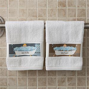 Personalized Hand Towels   Bathtub Family Characters