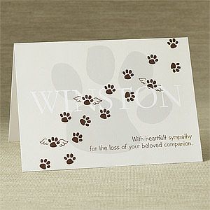 Personalized Pet Memorial Sympathy Card   Pawprints To Heaven