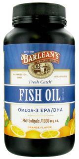Barleans   Fresh Catch Fish Oil Omega 3 EPA/DHA Orange Flavor 1000 mg.   250 Softgels