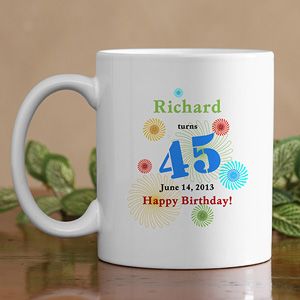 Personalized Birthday Coffee Mugs   Confetti Birthday Design