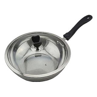12 Stainless steel Woks with Plastic Handle and Glass Cover, Dia 30cm x H18cm