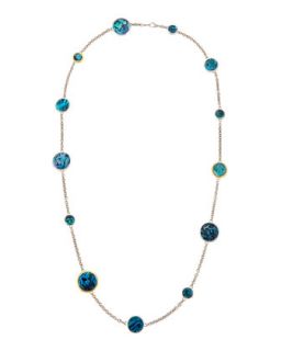 Sterling Silver & 24K Gold Paua Shell Station Necklace