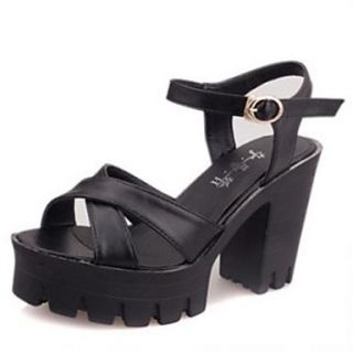 Faux Leather Womens Chunky Heel Platform Sandals Shoes (More Colors)