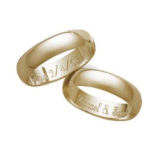 Gold Over Sterling Silver Personalized 5Mm. Band With Message Inside   14