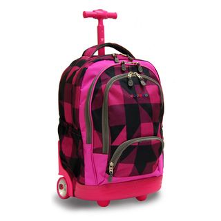 J World New York Block Pink Sunbeam 18 inch Rolling Laptop Backpack