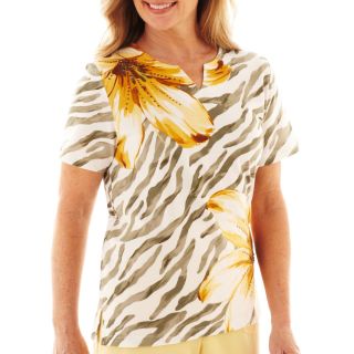 Alfred Dunner Call of the Wild Short Sleeve Floral Striped Top