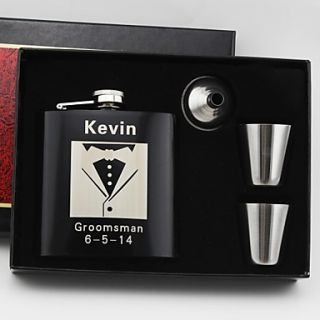 Personalized 4 Pieces Quality Stainless Steel 6 oz Flask in Gift Box