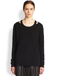 Tess Giberson Wool & Cashmere Slash Detail Sweater   Black