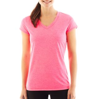 Xersion Short Sleeve Melange Tee, Flame Scarlet, Womens