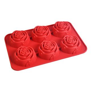 Six Holes Rose Shape Muffin Baking Trays, Silicone(Color Randoms)