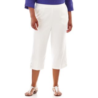 Alfred Dunner St. Tropez Button Cuff Pull On Capris   Plus, White, Womens