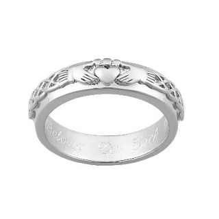 Personalized Sterling Silver Engraved Claddagh Wedding Band   5