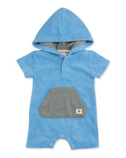 2 Tone Terrycloth Playsuit, Light Blue/Gray, 12 24 Months