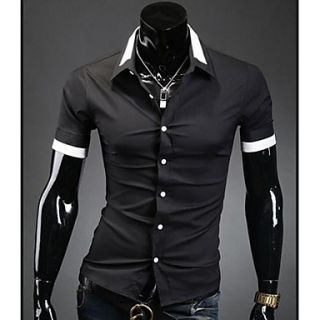 Mens Personality Neck Opening Casual Short Sleeve Shirt