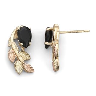 Black Hills Gold Onyx Swirl Earrings, Womens
