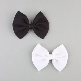 2 Piece Chiffon Bow Hair Clips Black/White One Size For Women 22951812