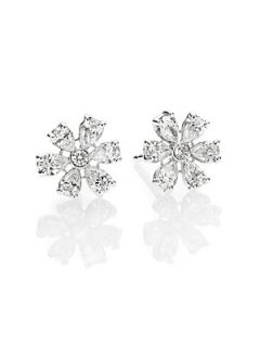 Kwiat Elements Diamond & 18K White Gold Flower Stud Earrings   White Diamond