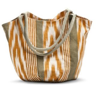 Canvas Striped Bucket Handbag   Orange