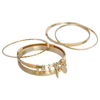 Womens Wrapped Bangle Bracelet Set   Tan/Gold