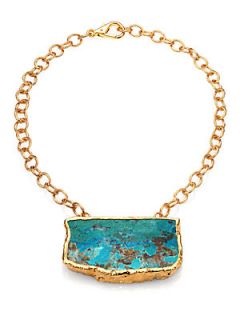 Nest Chrysocolla Pendant Necklace   Gold Teal
