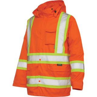 Work King Class 2 High Visibility Rain Jacket   Orange, 2XL, Model S37211