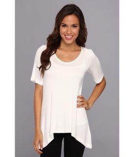 Nally & Millie Tunic Top Womens Short Sleeve Pullover (White)