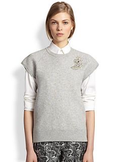 Michael Kors Cashmere & Cotton Raglan Sleeve Sweater   Pearl Grey