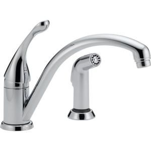 Delta Collins Single Handle Side Sprayer Kitchen Faucet in Chrome Two Hole Installation 441 DST