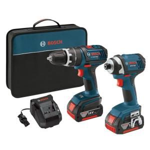 Bosch 18 Volt 2 Tool Kit with Compact Tough Hammer Drill Driver, Impact Driver and (2) Fat Packs (4.0Ah) CLPK245 181