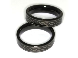 Men's/Women's 6mm Black Tungsten Carbide Ring, Celtic Knot Design