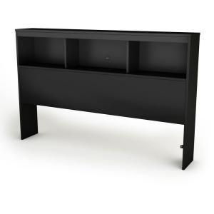 South Shore Furniture Spectra Full Bookcase Headboard in Pure Black 3270093