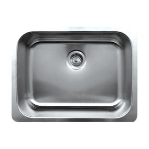 Whitehaus Undermount Stainless Steel 25 1/4x19 1/4x9 0 Hole Single Bowl Kitchen Sink in Brushed Stainless Steel WHNU2519 BSS