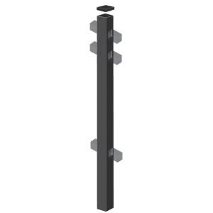 Barrette 2 in. x 2 in. x 82 in. Aluminum Fence Line Post Black 73017719