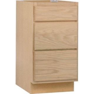 18x34.5x24 in. Base Cabinet with 3 Drawers in Unfinished Oak DB18OHD