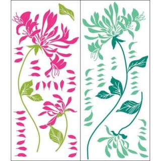 Snap 39.75 in. x 17.125 in. Green and Rose Floral Wall Decal WC1286274
