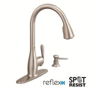 MOEN Haysfield Single Handle Pull Down Sprayer Kitchen Faucet in Spot Resist Stainless featuring Reflex 87877SRS