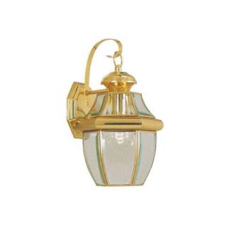 Filament Design 1 Light Outdoor Bright Brass Wall Lantern with Clear Beveled Glass CLI MEN2151 02