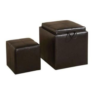 Home Decorators Collection Littleton Leatherette Storage Ottoman with Nesting Ottoma CM BN6001